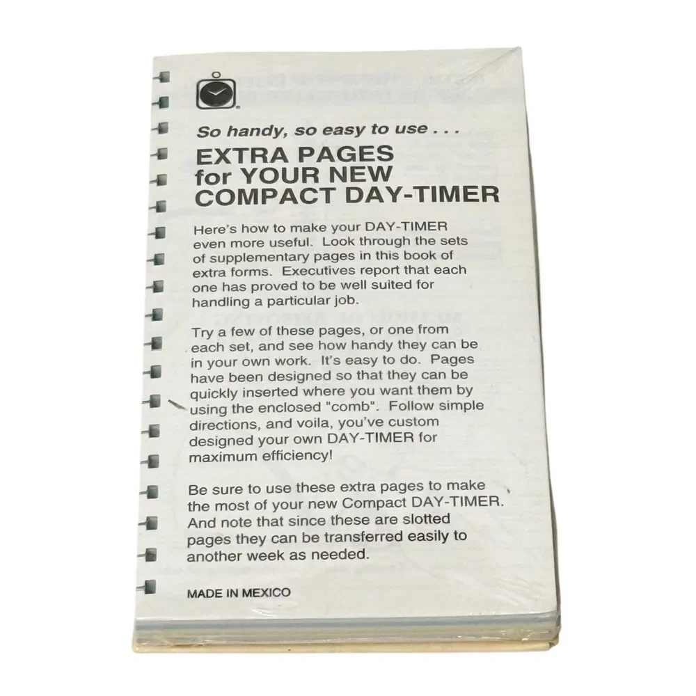 Day-Timer Organizer-Assortment Extra Pages COMPACT SIZE Planner Refill 3 Avail.